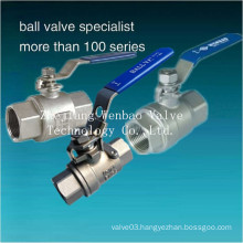 2PC Thread Stainless Steel Ball Valve with Locking Device